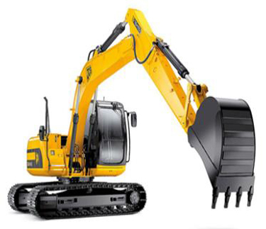 Excavator showing hydraulic lines